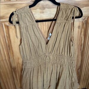 Madewell Sleeveless V-Neck Midi Dress in Camel Brown